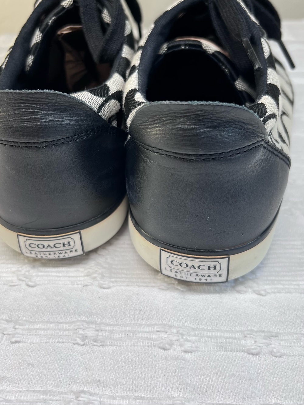 Coach Black & Cream Signature Canvas Lace-Up Sneakers - Picture 12 of 15